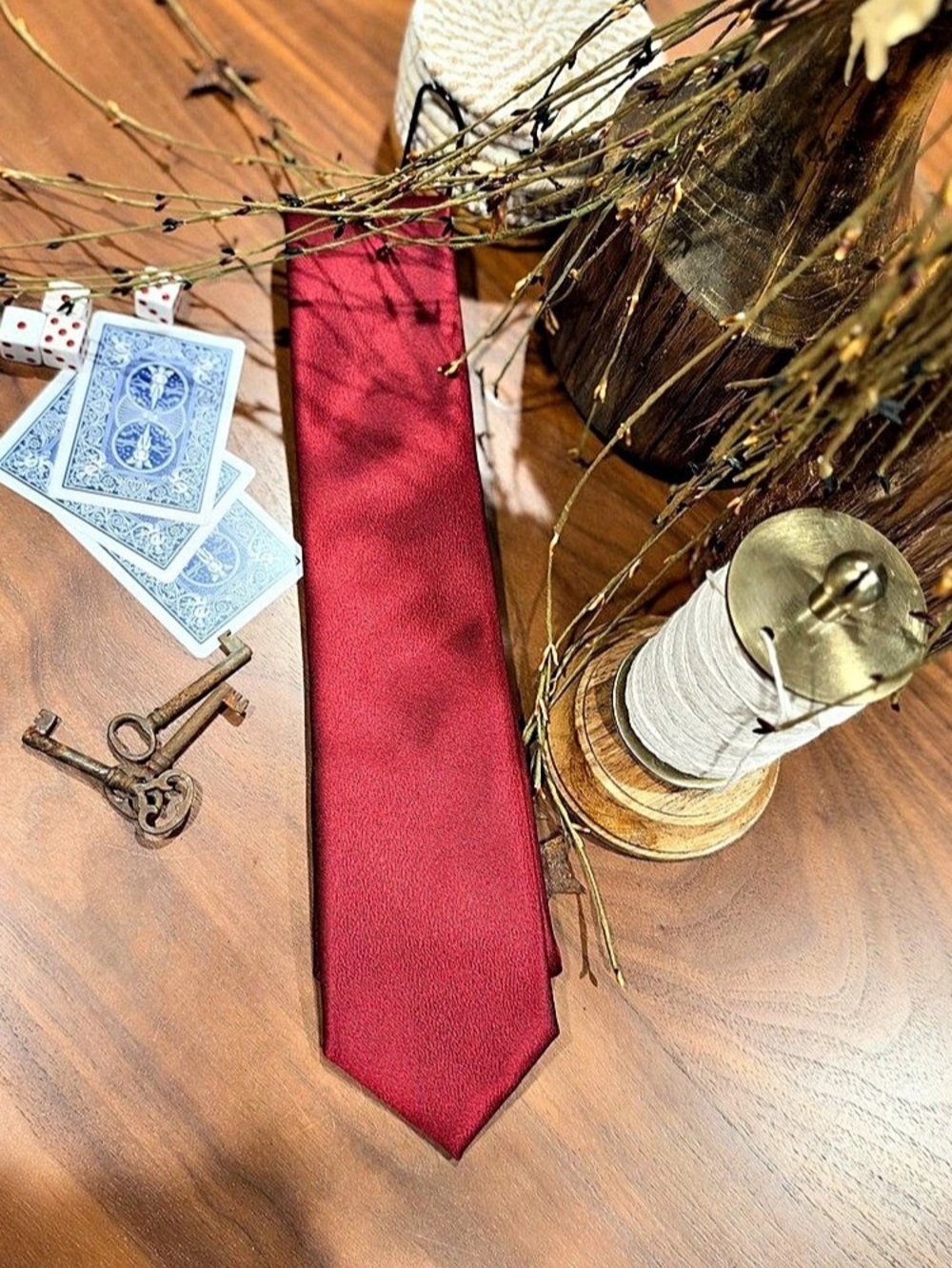 Perry Ellis Portfolio Red Polyester Tie Like New